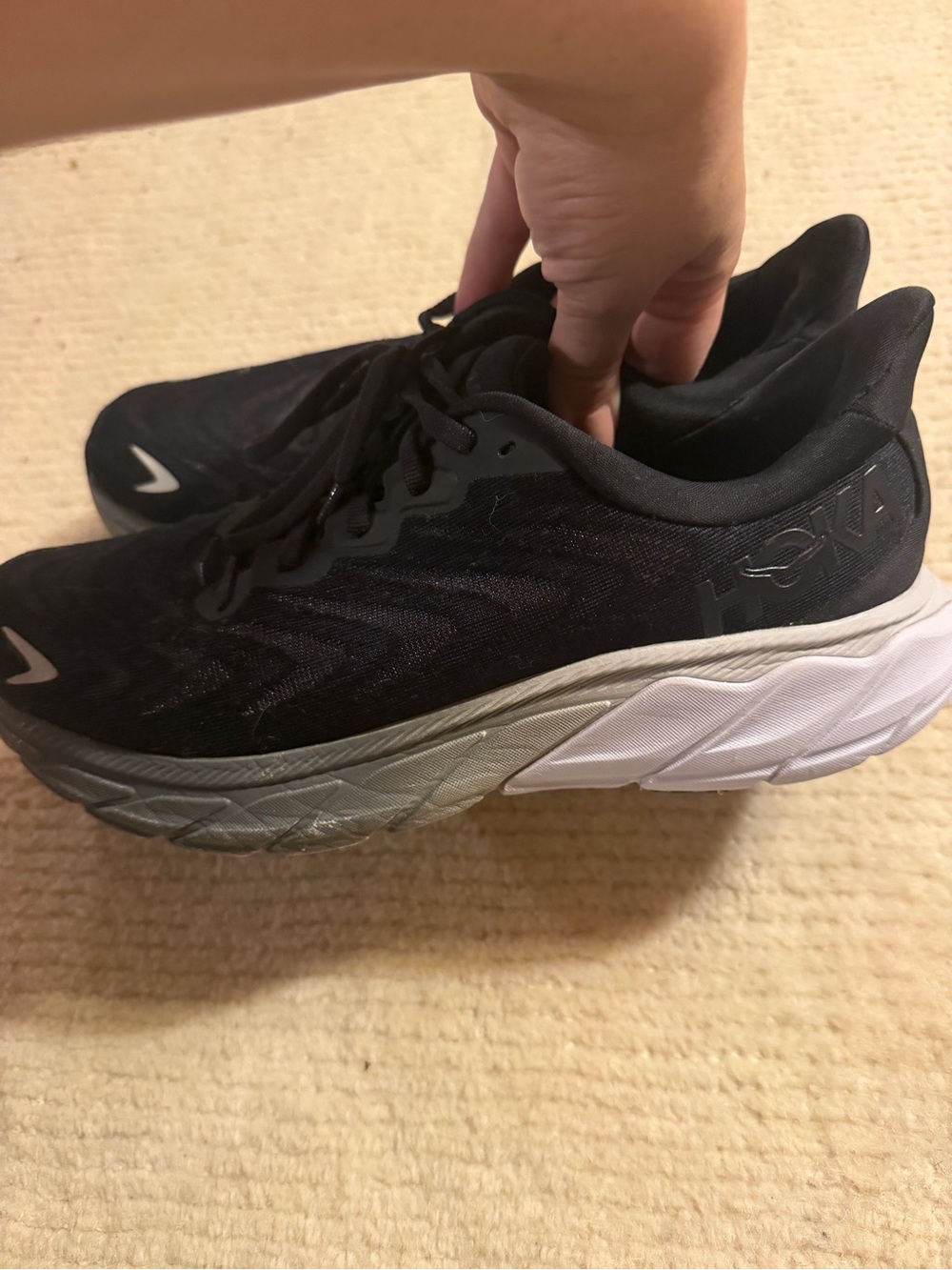 Hoka Women's Black and White Athletic Running Shoes